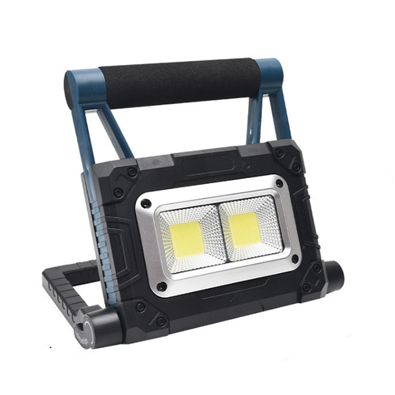 Portable outdoor usb rechargeable cob led work light waterproof foldable solar charging work light for camping