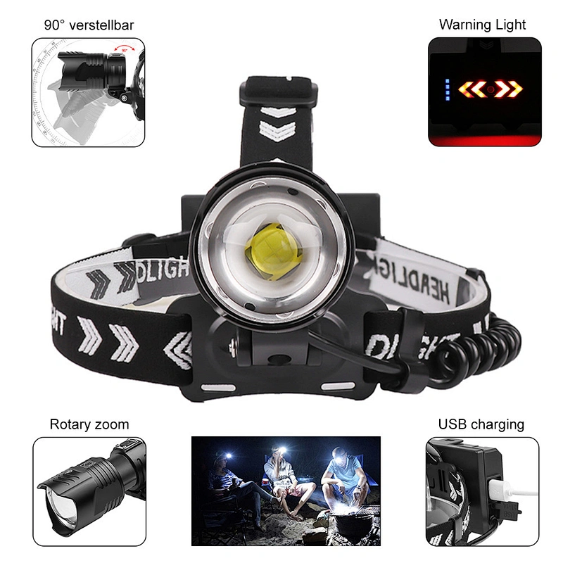 XHP90 zoomable high power head torch usb rechargeable headlight ip44 waterproof brightest led headlamp