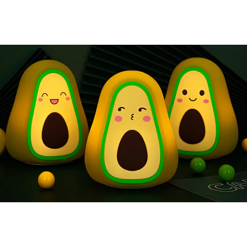 Best gift for kids USB rechargeable sensor green fruit avocado touch sensor-portable night light