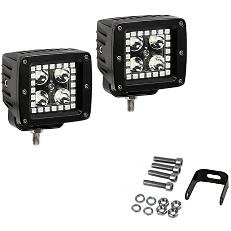 Cree 12w working light 12-24v driving lights with RGB halo ring amber white led work light