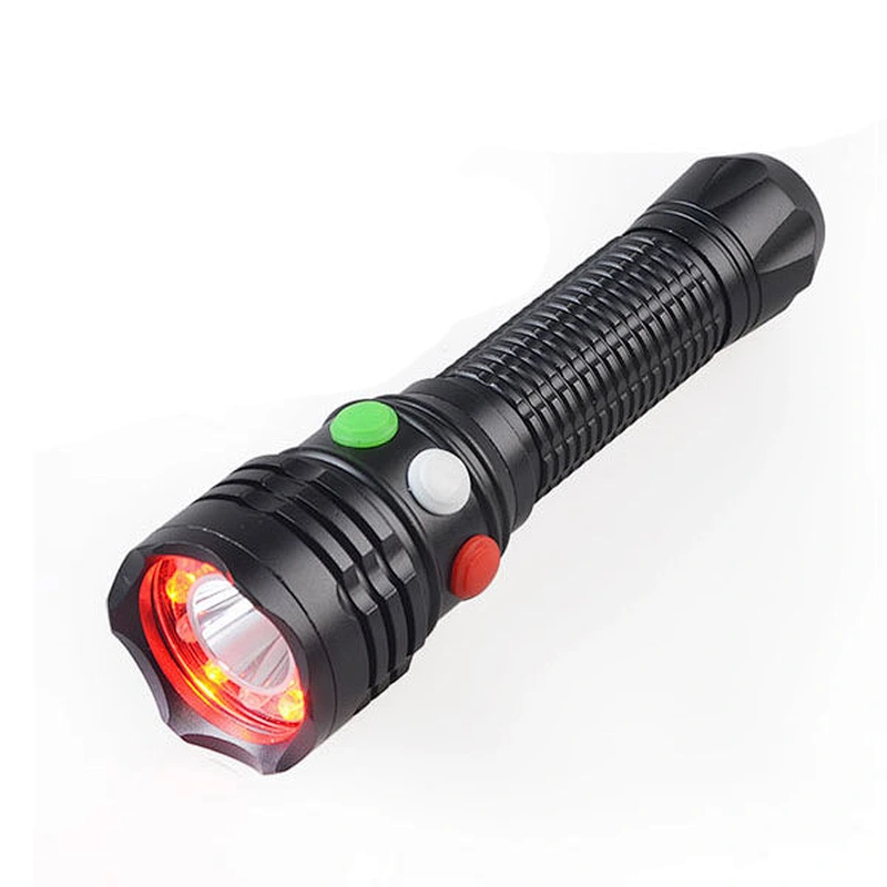 High quality red green white rechargeable powerful flashlights rechargeable for railway
