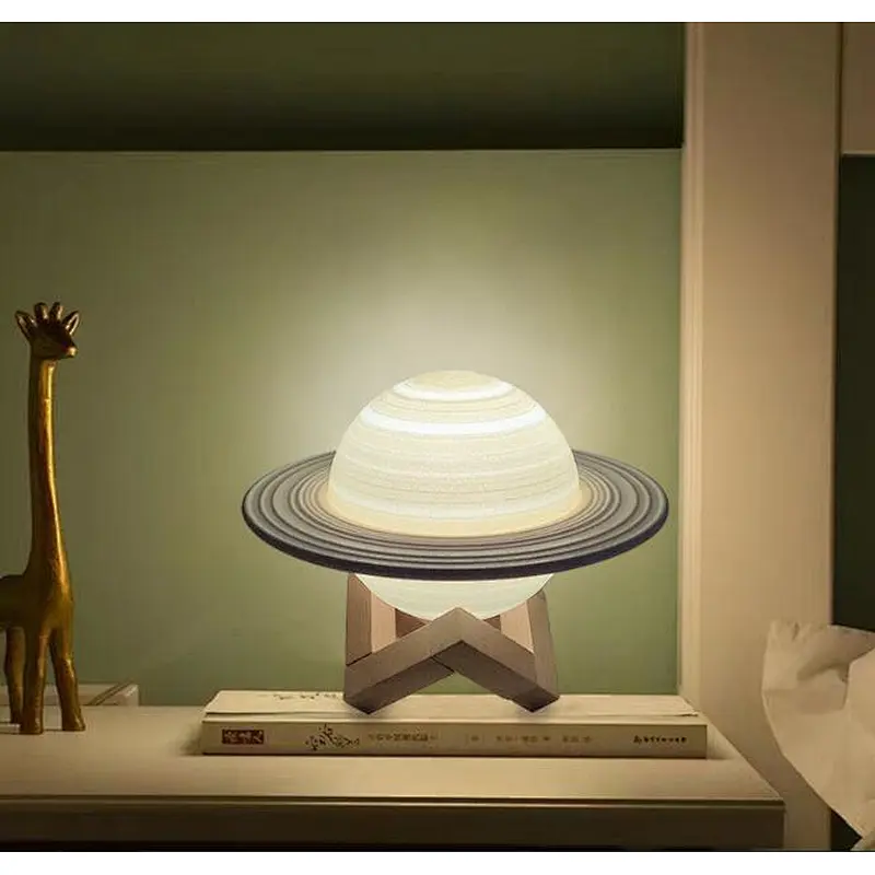 Saturn 3d print night light table lamp for bedroom rechargeable planet moon light