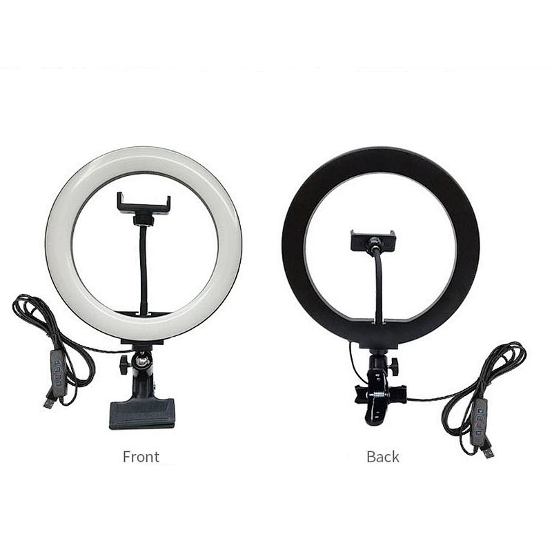 2900K-5600K dimmable video conference lighting kit with clip round led work light for remote working
