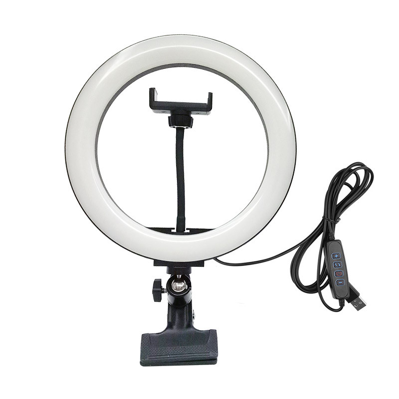 2900K-5600K dimmable video conference lighting kit with clip round led work light for remote working