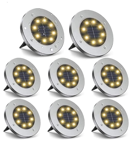 8 LED IP65 ground light landscape light for yard decoration Solar garden light disk outdoor waterproof
