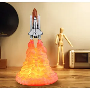 Creative 3D print rocket lamp space lamp night light moon lamp materials with USB rechargeable