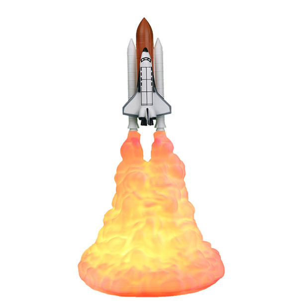 Creative 3D print rocket lamp space lamp night light moon lamp materials with USB rechargeable