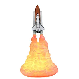 Creative 3D print rocket lamp space lamp night light moon lamp materials with USB rechargeable
