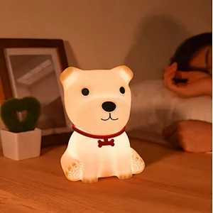 USB Rechargeable Silicone Night Light with Touch Sensor-Portable Puppy Lamp