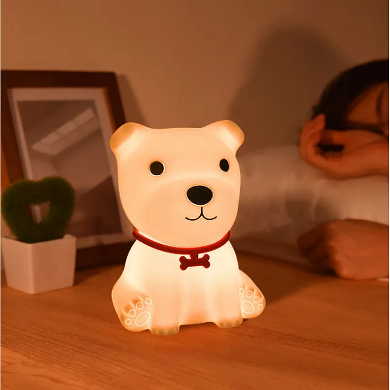USB Rechargeable Silicone Night Light with Touch Sensor-Portable Puppy Lamp