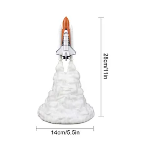 Creative 3D print rocket lamp space lamp night light moon lamp materials with USB rechargeable