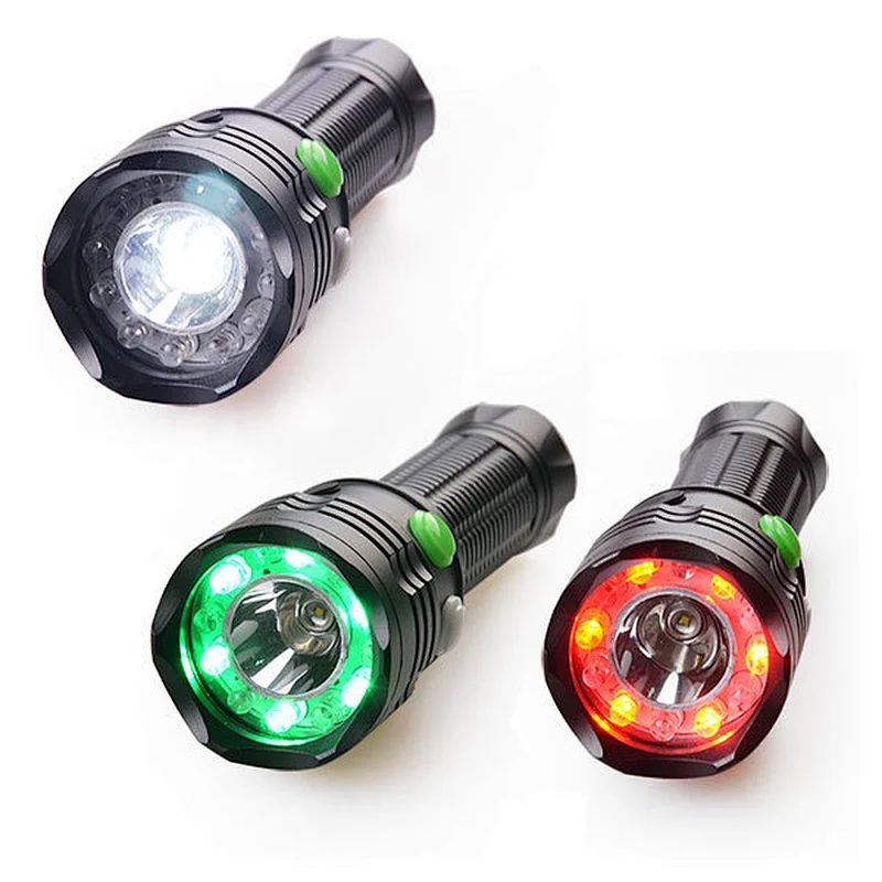 High quality red green white rechargeable powerful flashlights rechargeable for railway
