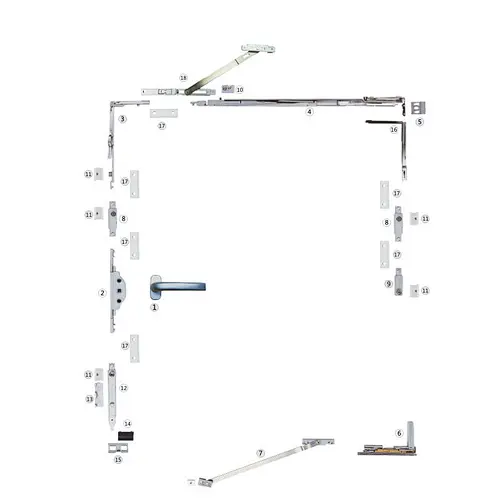 NKND-032 Concealed Hinge Tilt and turn Window Hardware with Spindle Handle