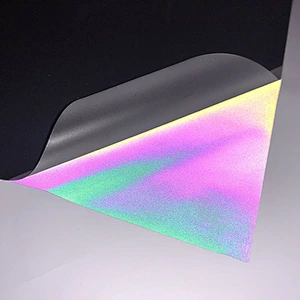 Easyweed reflective rainbow heat transfer vinyl sheets rolls PES htv hot press textile fabric