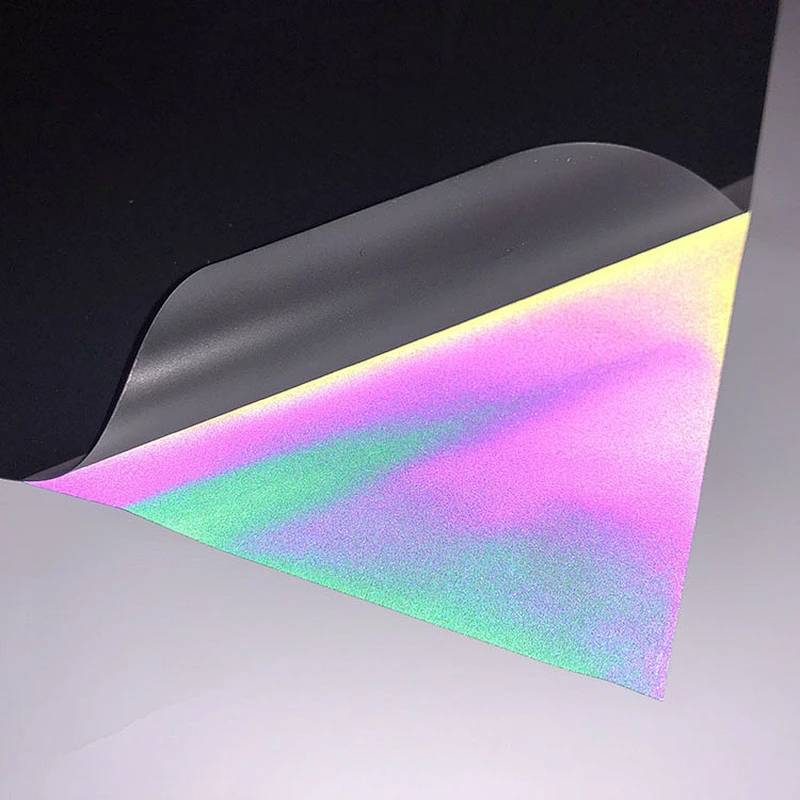 Easyweed reflective rainbow heat transfer vinyl sheets rolls PES htv hot press textile fabric