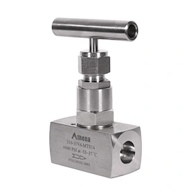 Válvula de aguja /Hasta 6000 psi (413 bar)/ Accesorios para tubos métricos y fraccionados, roscas NPT, roscas ISO/BSP, extremos soldados/Tamaño: 1/8 a 11/4 pulg., 3 a 28 mm/Manual / Cierre apagado/serie BN