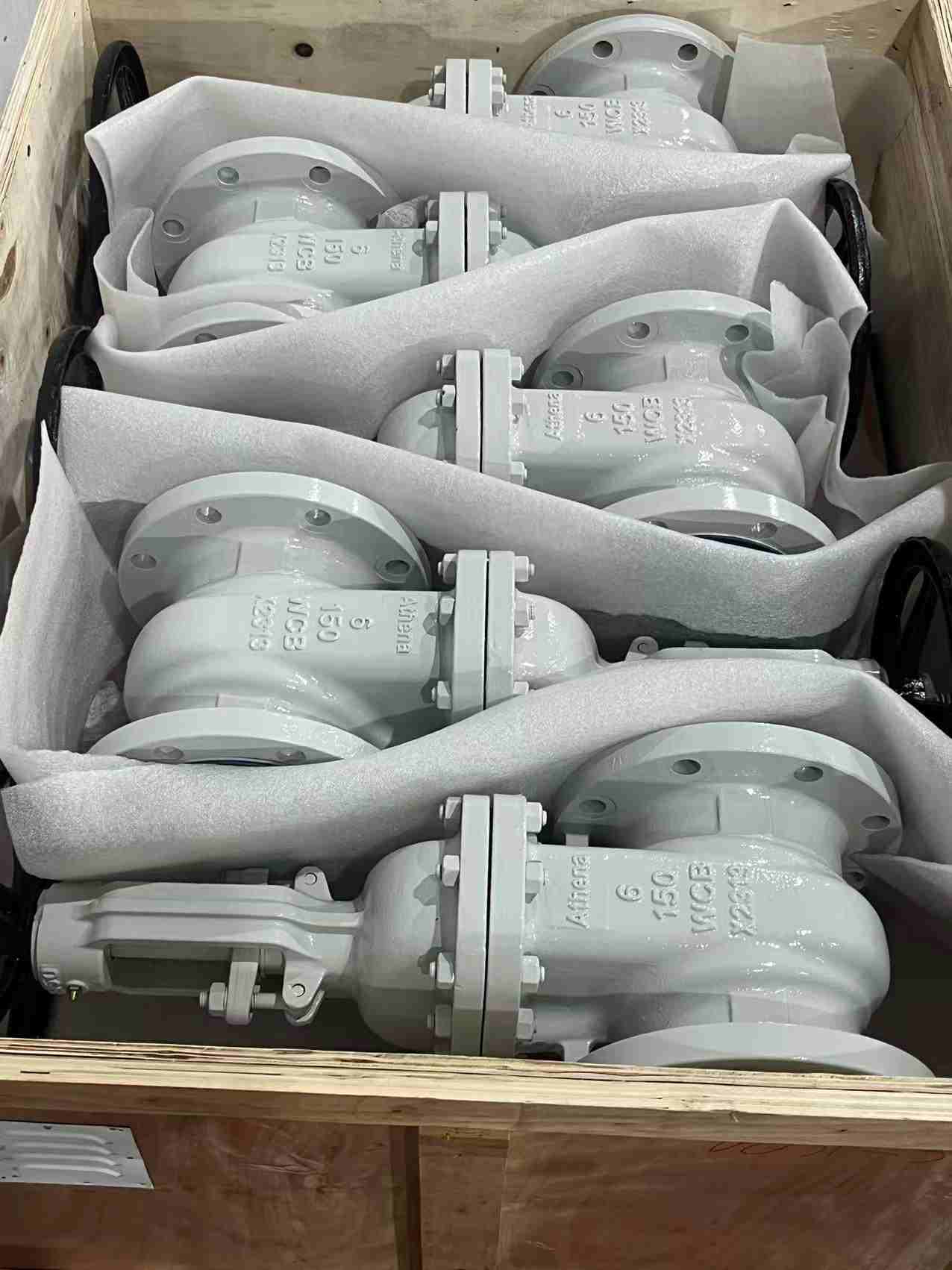 Valve products packed in wooden cases ready for shipment
