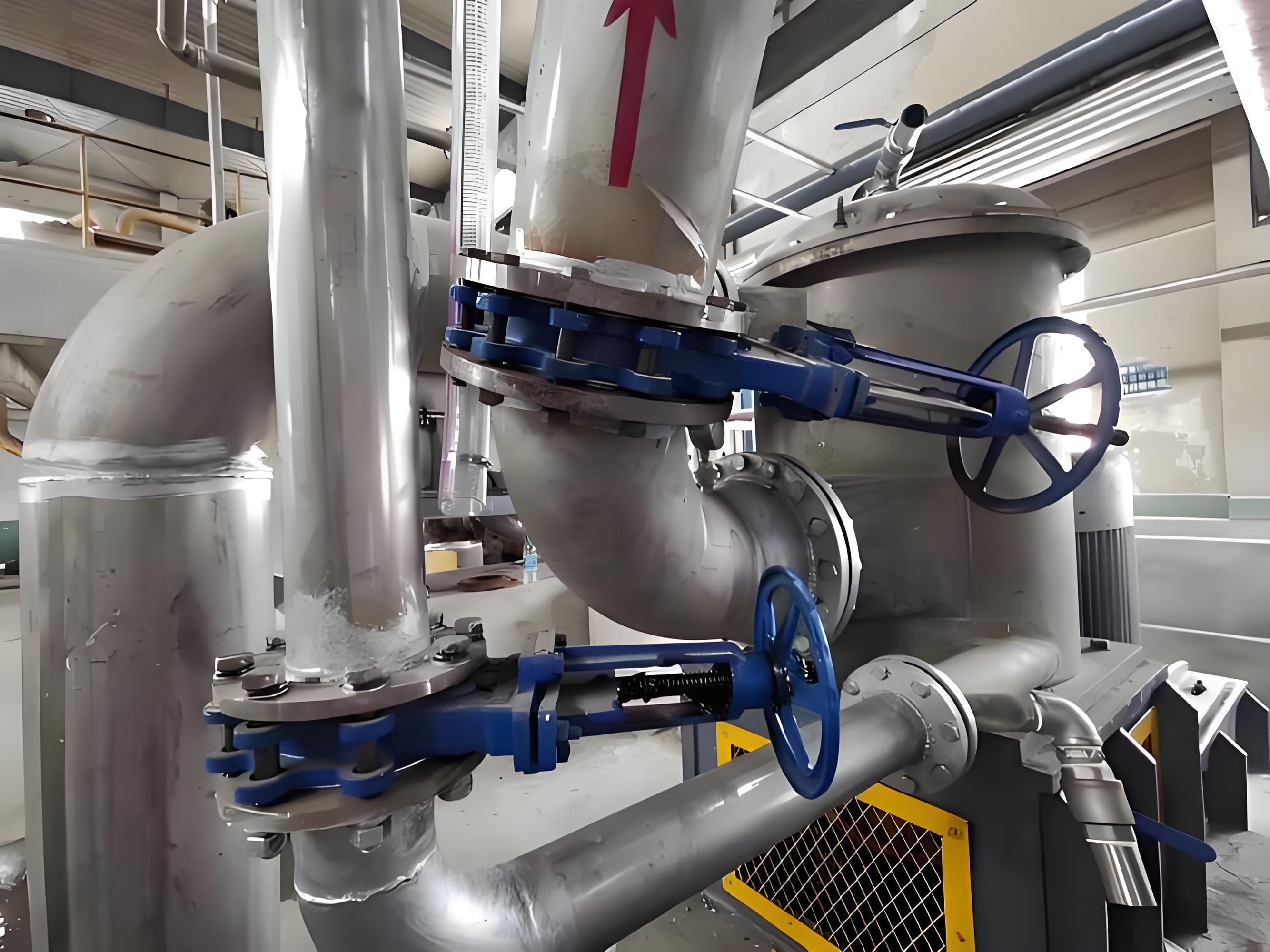 Industrial pipeline with valves