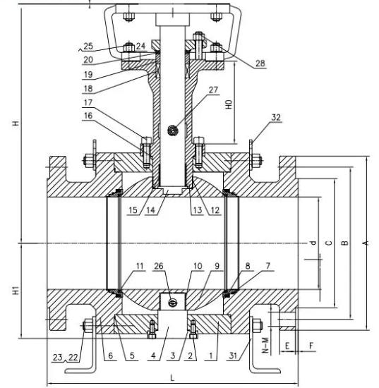 Cryogenic Valve Section Drawing