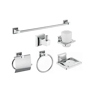PLASTIC CHROME TOILET BATHROOM ACCESSORY SET