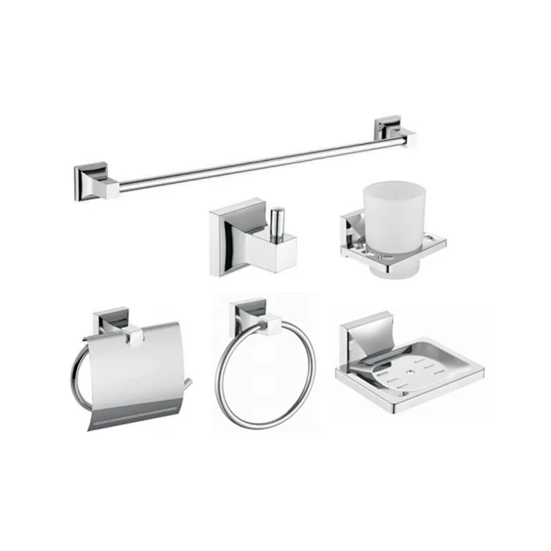 PLASTIC CHROME TOILET BATHROOM ACCESSORY SET