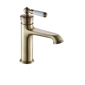European Retro Antique Bathroom Sink Faucet Deck-mounted Vintage Washbasin Water Mixer Tap Wholesale Brass