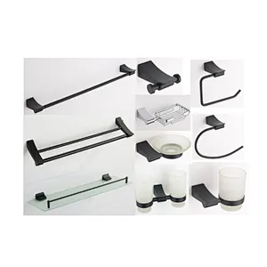 ZINC ALLOY BLACK TOILET BATHROOM ACCESSORY SET