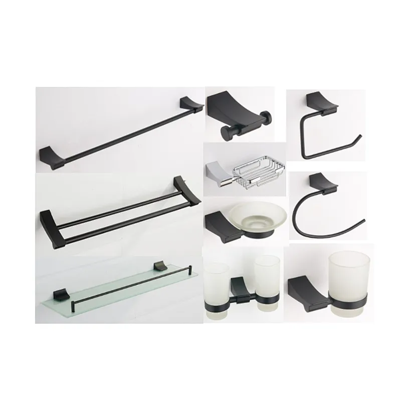 ZINC ALLOY BLACK TOILET BATHROOM ACCESSORY SET