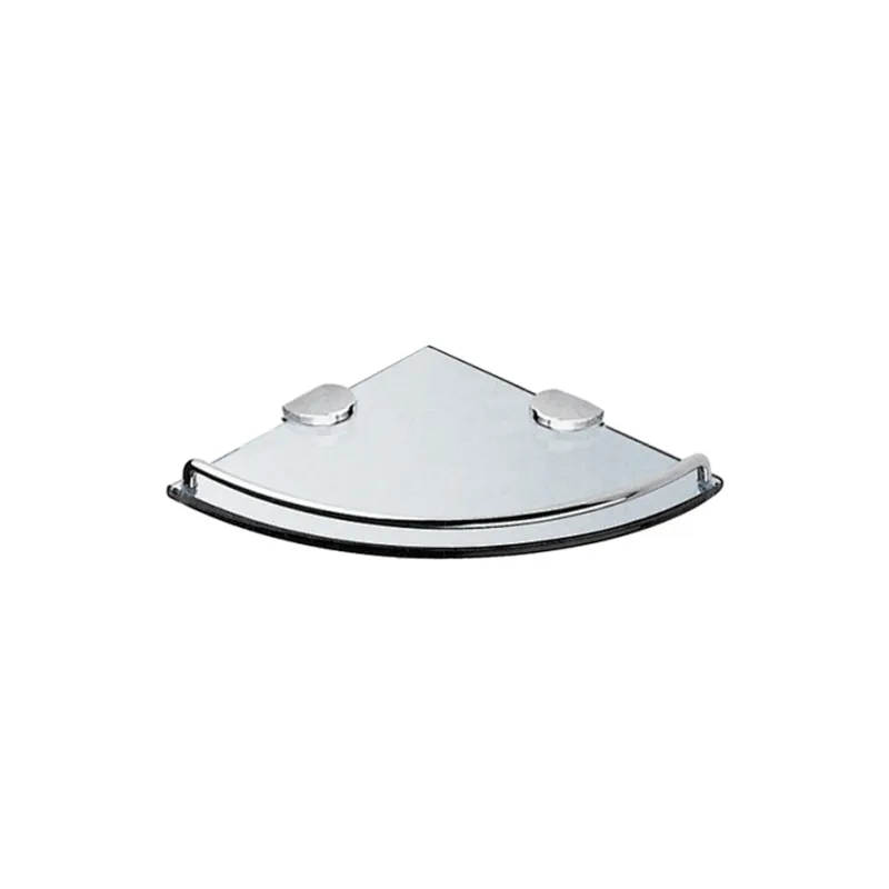 BATHROOM WALL MOUNTED SINGLE CORNER GLASS SHELF