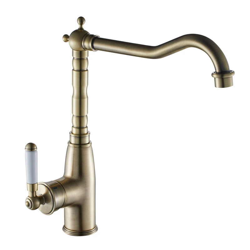Classic Vintage Antique Brass Bathroom Sink Faucet Tap Single Hole Copper Basin Cold Hot Water Tap