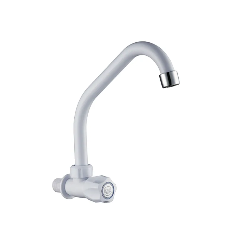 Plastic kitchen faucets white single handle wall mounted cold water taps