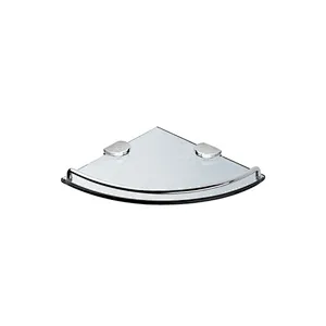 BATHROOM WALL MOUNTED SINGLE CORNER GLASS SHELF