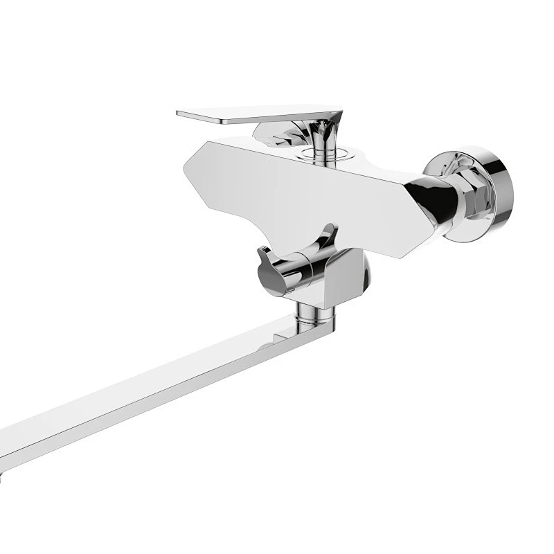 Polished chrome wall mount basin mono mixer tap