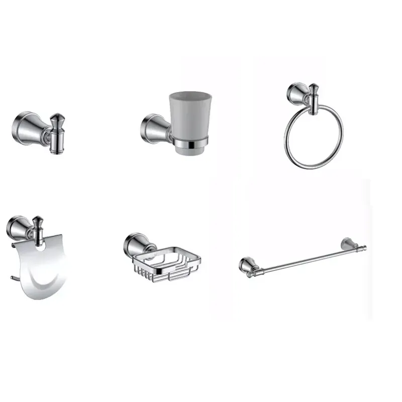 AL  BATHROOM ACCESSORY TOWEL BAR  SOAP BASKET AND HOCK