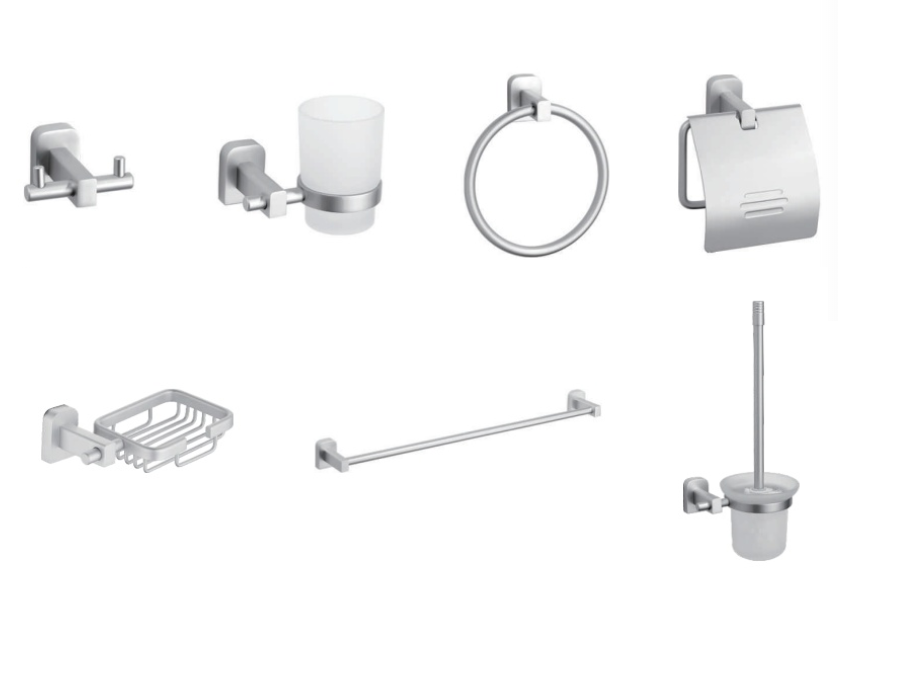 AL  BATHROOM ACCESSORY TOWEL BAR  PAPER HOLDER AND HOCK
