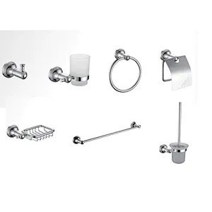 AL  BATHROOM ACCESSORY TOWEL BAR  SOAP BASKET AND HOCK