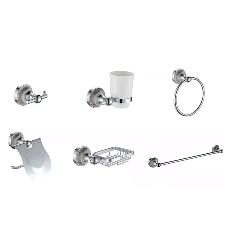 AL  BATHROOM ACCESSORY TOWEL BAR  SOAP BASKET AND HOCK