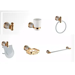 AL  BATHROOM ACCESSORY TOWEL BAR  SOAP BASKET AND HOCK