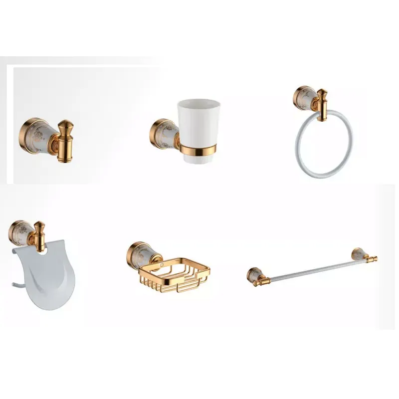 AL  BATHROOM ACCESSORY TOWEL BAR  SOAP BASKET AND HOCK