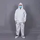 Split Coverall-White SF Material With Hood