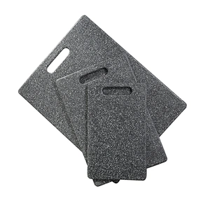 3 piece marble granite effect black plastic chopping board set