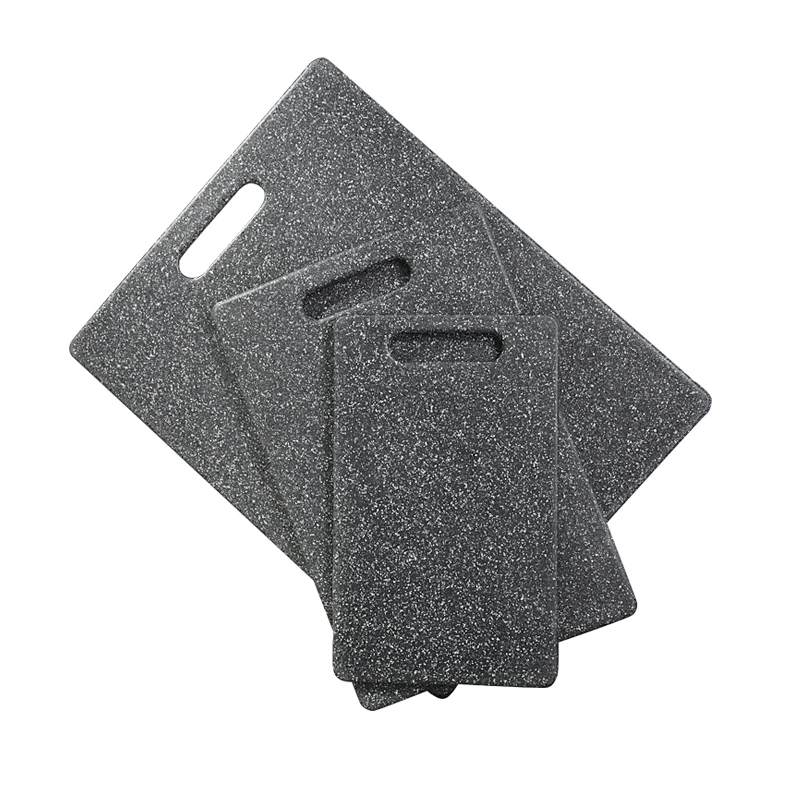 3 piece marble granite effect black plastic chopping board set