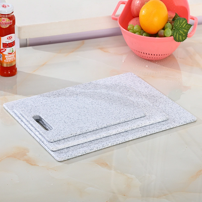 Kitchen anti-slip plastic chopping board marble effect cutting board with handle