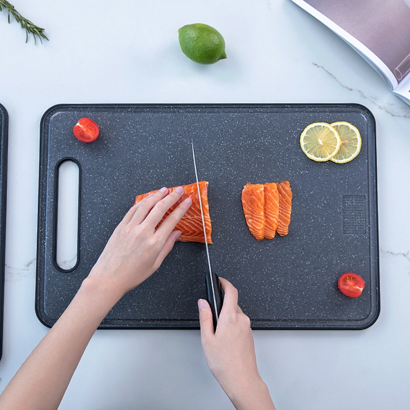 Black marble granite effect chopping board with grinding garlic function easy-grip handle cutting board