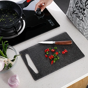 Durable plastic black marble effect cutting board