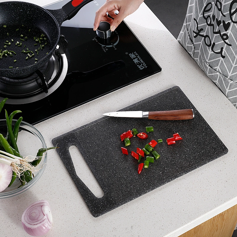 Durable plastic black marble effect cutting board