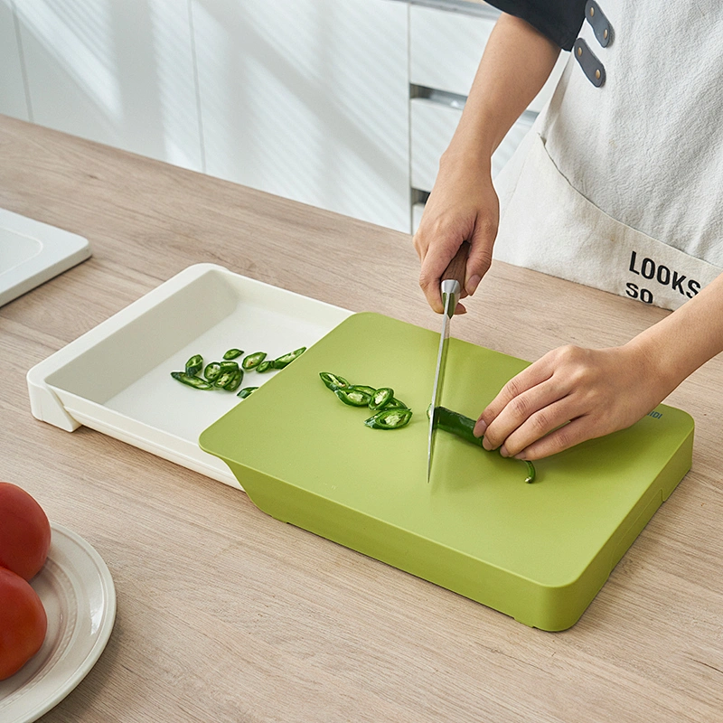 LFGB food grade plastic chop N clear cutting board with removable drawers,chopping board