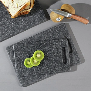 3 piece marble granite effect black plastic chopping board set