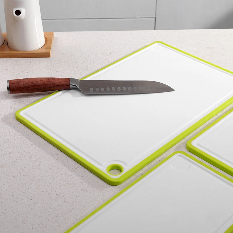 Plastic chopping board with juice grooves for kitchen dishwasher safe small cutting board