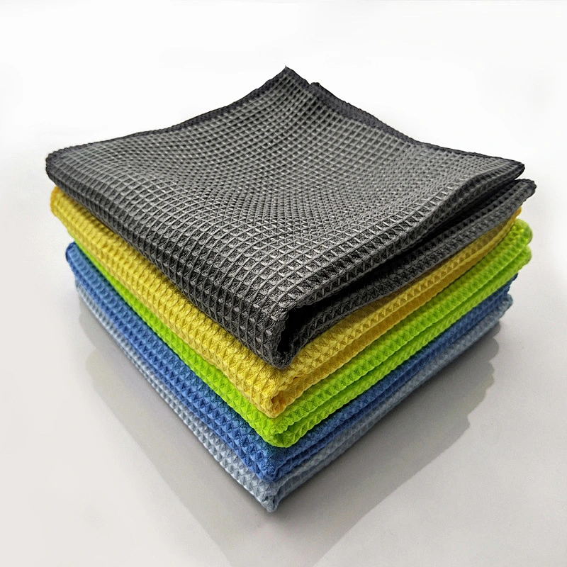 Waffle weave car detailing microfiber cleaning towel